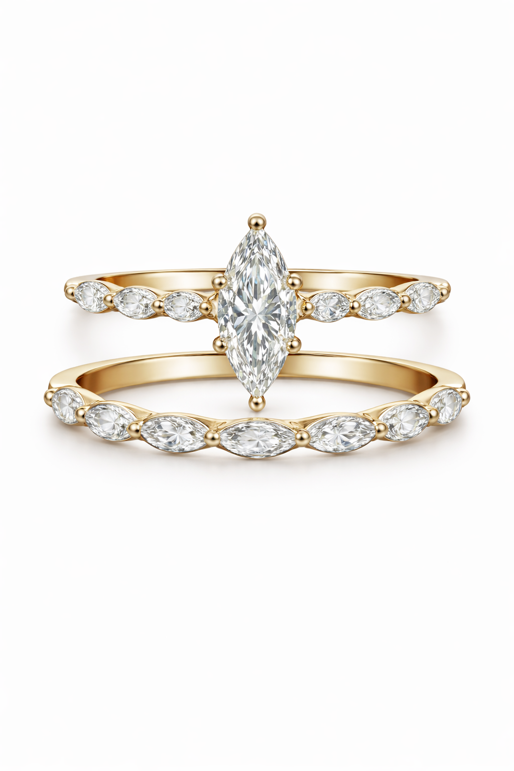 Marquise Diamond Bridal Set – 1.85 CTW (0.96 CT Center) – 14K Gold