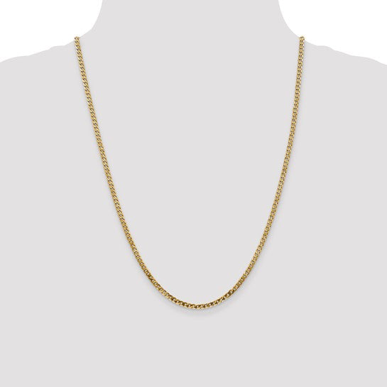 14K 24 inch 2.9mm Flat Beveled Curb with Lobster Clasp Chain