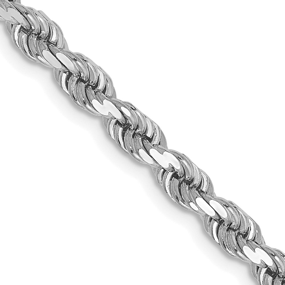 14K White Gold 22 inch 4mm Diamond-cut Rope with Lobster Clasp Chain