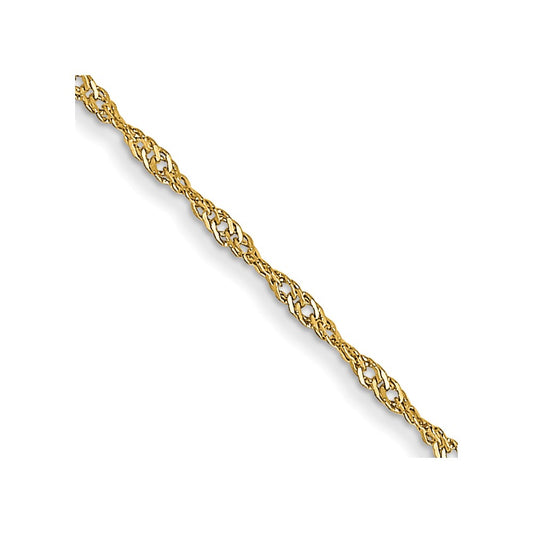10k 1mm Carded Singapore Chain