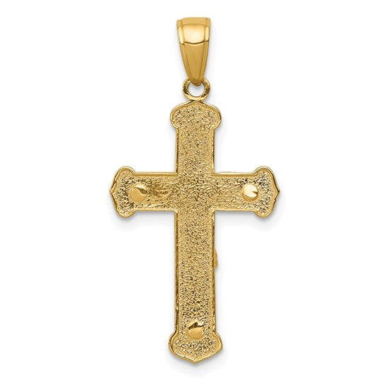 10K Polished Textured Crucifix Pendant