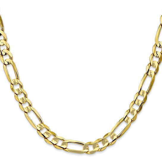 10K Yellow Gold 6.75mm Concave Open Figaro Chain – 20 Inch