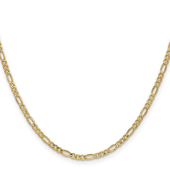 14K 30 inch 2.5mm Semi-Solid Figaro with Lobster Clasp Chain