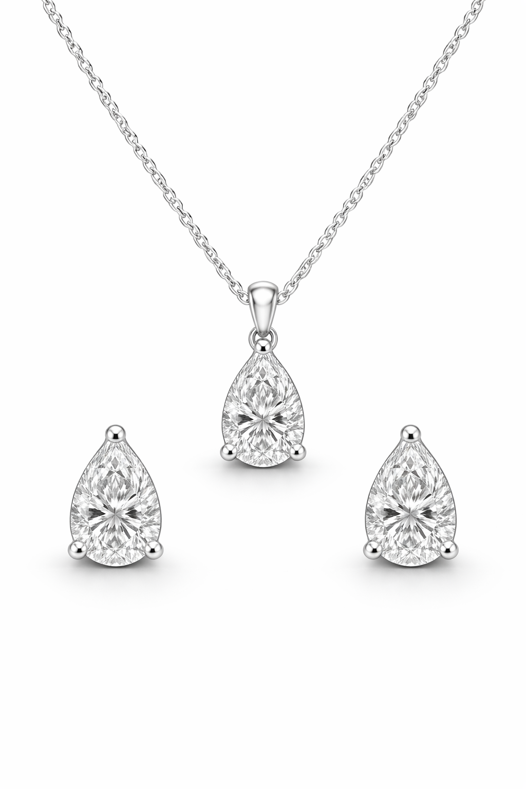 Sterling Silver Pendant and Earrings Set - 18 inches