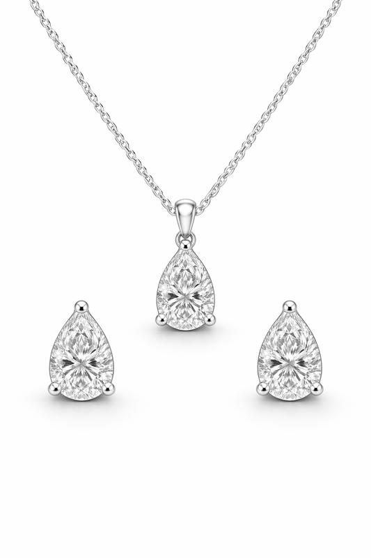 Sterling Silver Pendant and Earrings Set - 18 inches