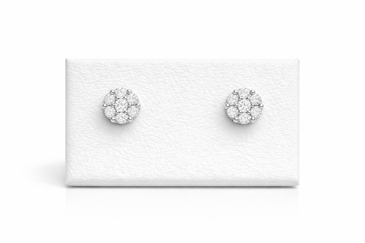 10K Gold Diamond Cluster Stud Earrings – 1/5 CTTW