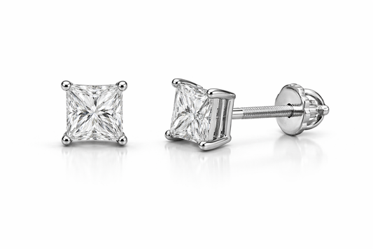 Moissanite Square Stud Earrings  – .82 CTW – 925 Sterling Silver
