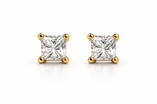 Gold-Tone Sterling Silver Moissanite Stud Earrings – 0.82 CTW