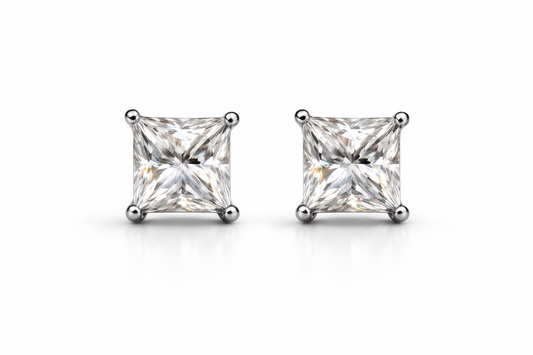 Moissanite Square Stud Earrings – 2.43 Carat
