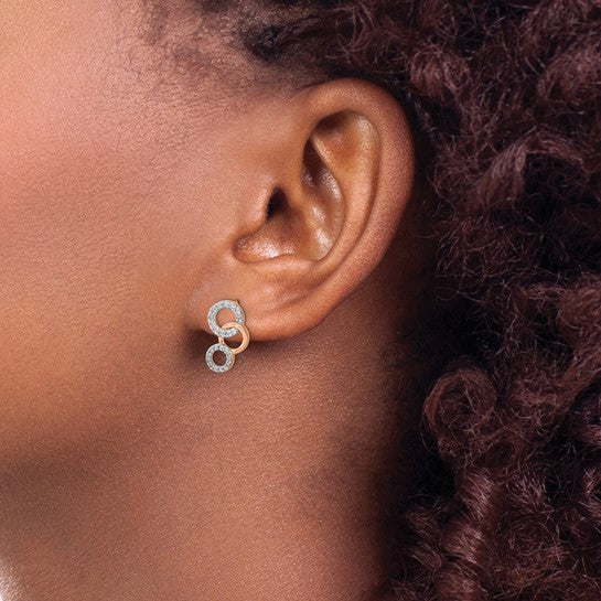 14k Rose Gold 1/4 carat Diamond Circles Post Earrings