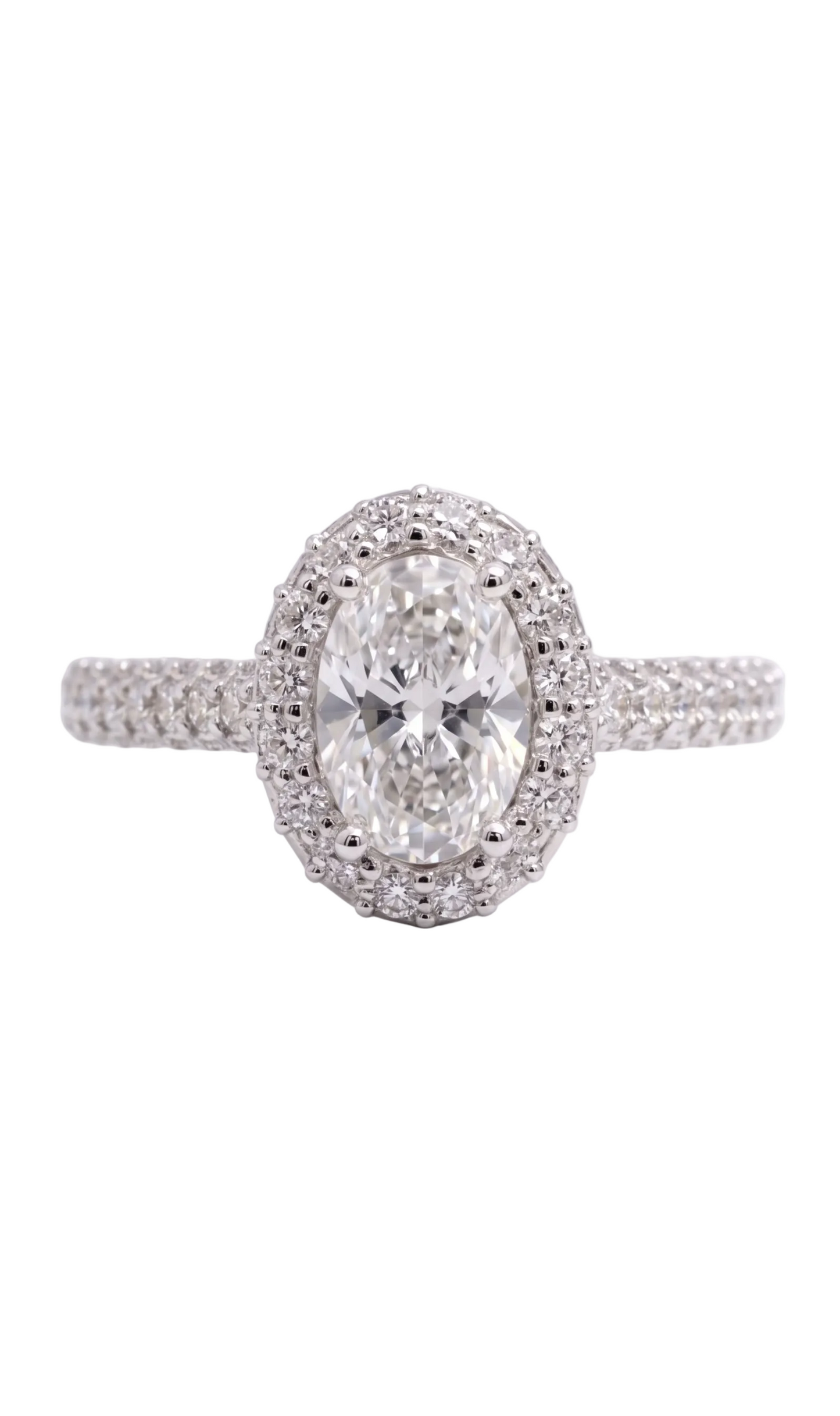 Oval Lab-Grown Diamond Halo Ring – 1.58 CTW | 14K White Gold