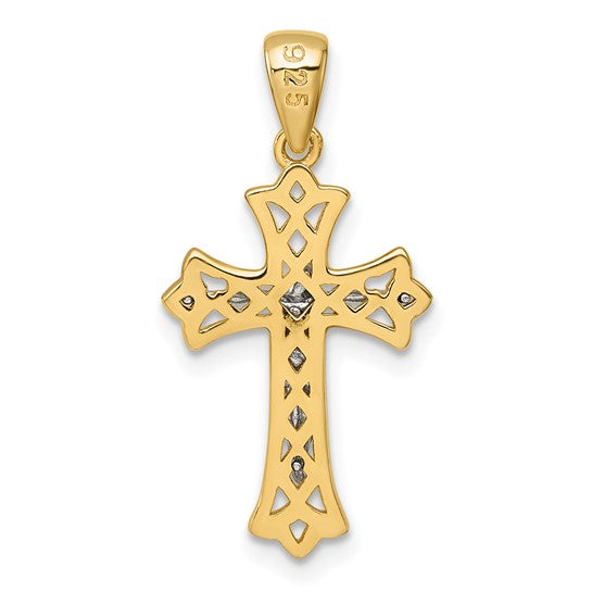 Sterling Silver Gold-Tone and Rhodium-plated Polished Crucifix Cross Pendant