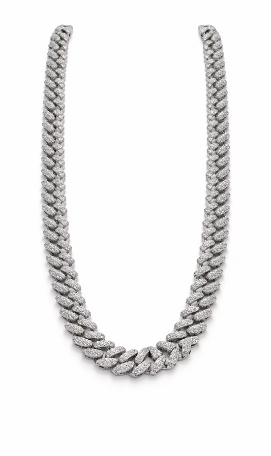 8mm Miami Cuban Moissanite Chain – Sterling Silver (20”)