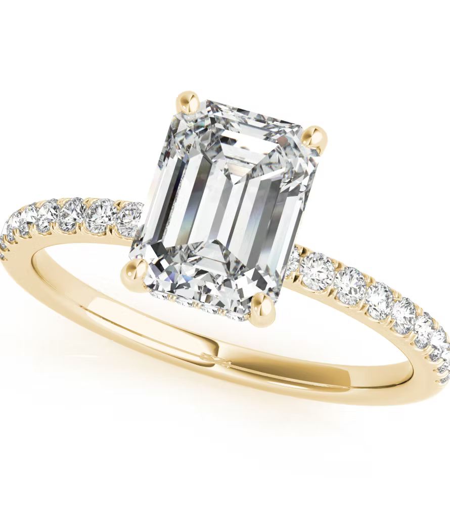 Hidden Halo Emerald Cut Engagement Ring – 1 Carat GIA Certified