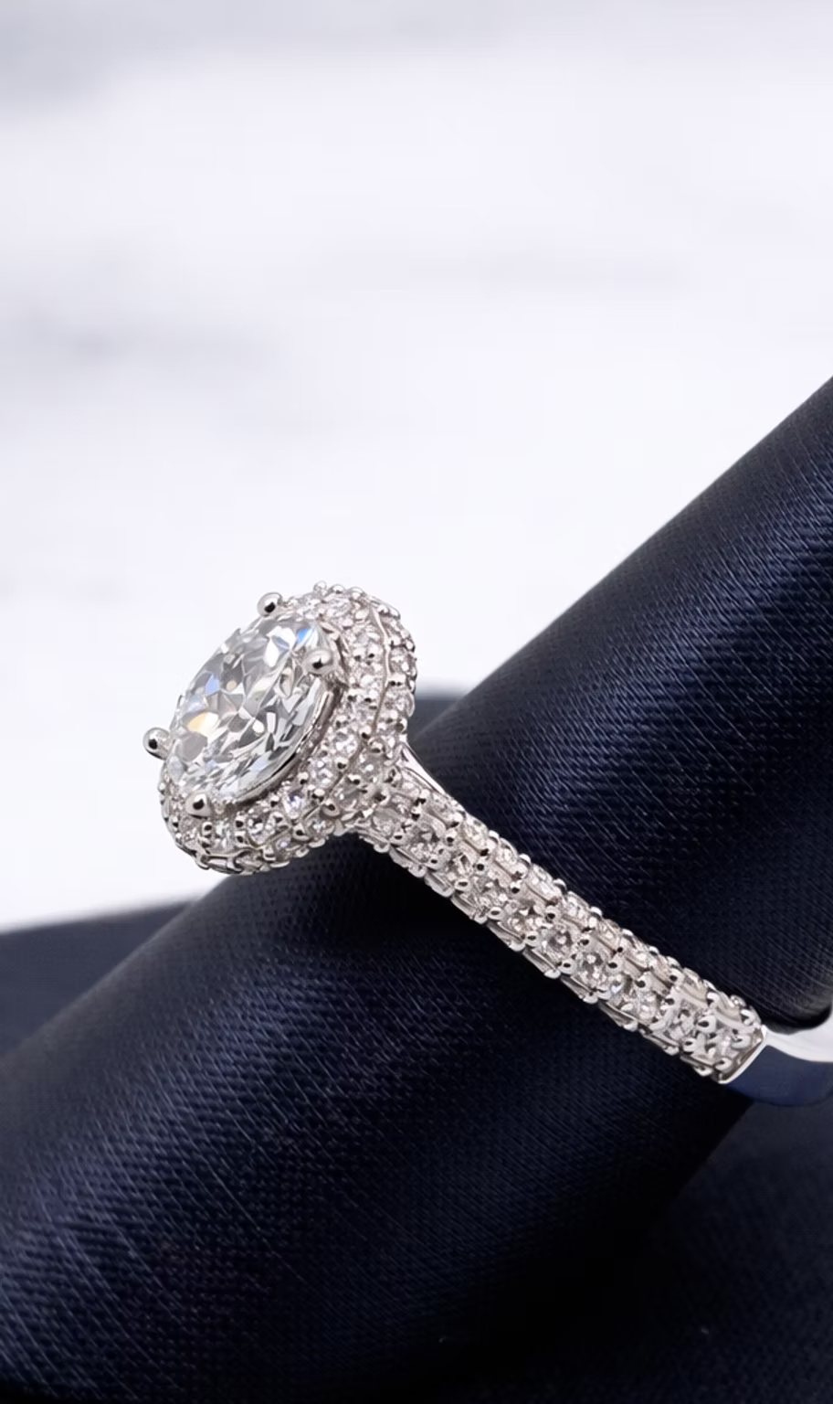 Oval Lab-Grown Diamond Halo Ring – 1.58 CTW | 14K White Gold