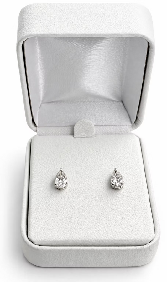 Pear-Shaped Lab-Grown Diamond Stud Earrings – 14K White Gold (1.48 CTW)