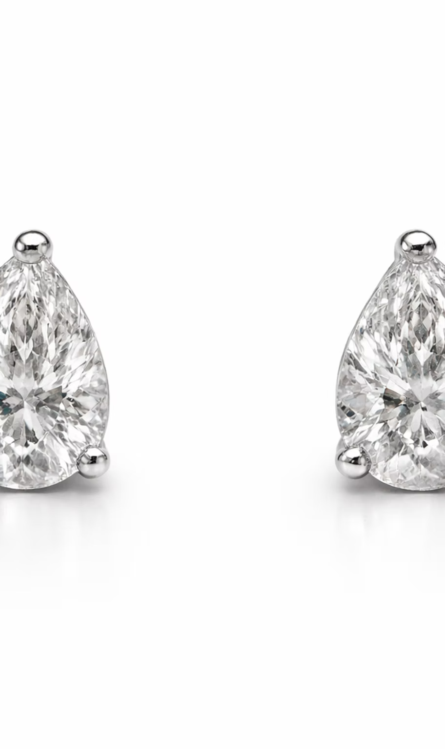 Pear-Shaped Lab-Grown Diamond Stud Earrings – 14K White Gold (1.48 CTW)