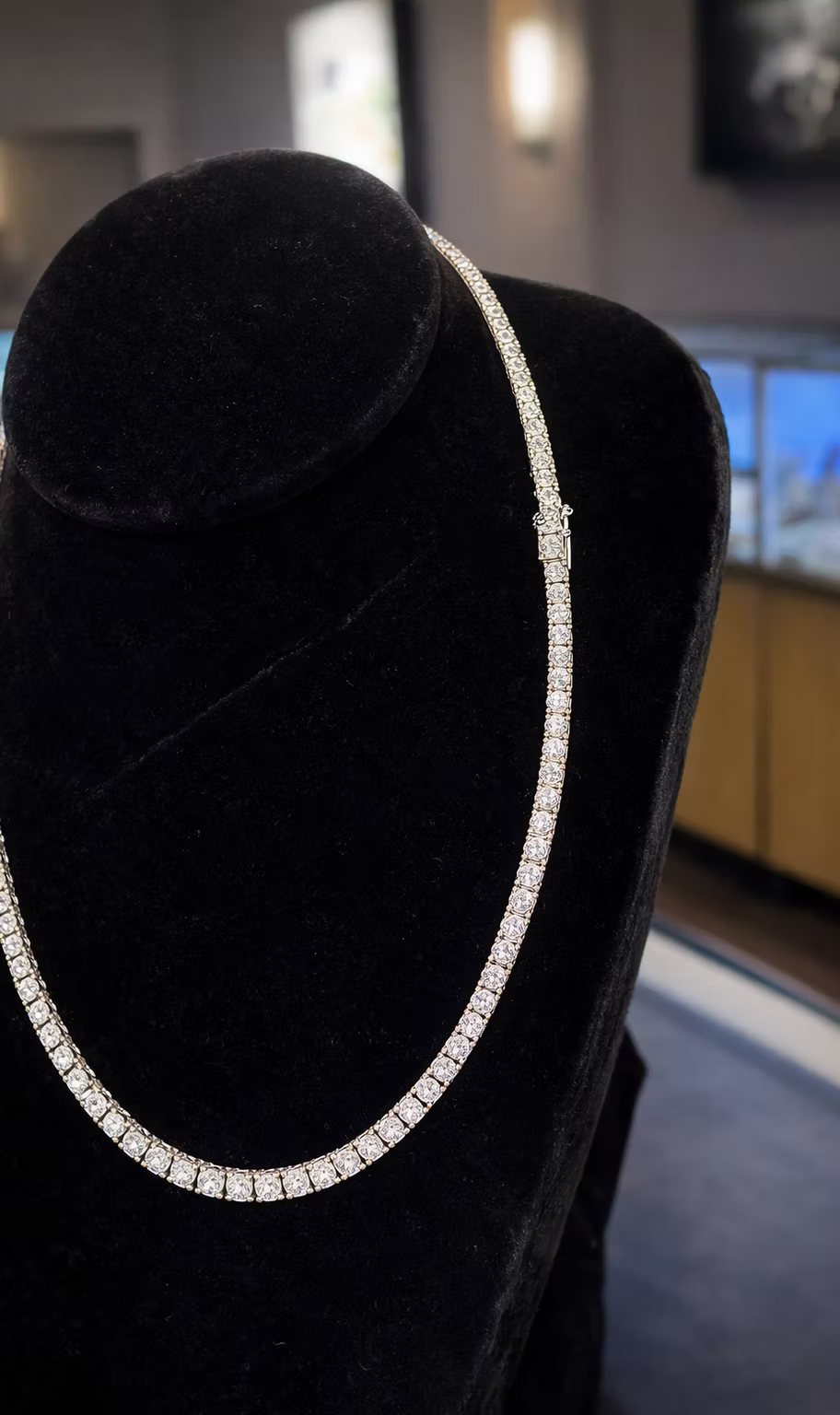 15.44 CTW Moissanite Tennis Necklace | Sterling Silver