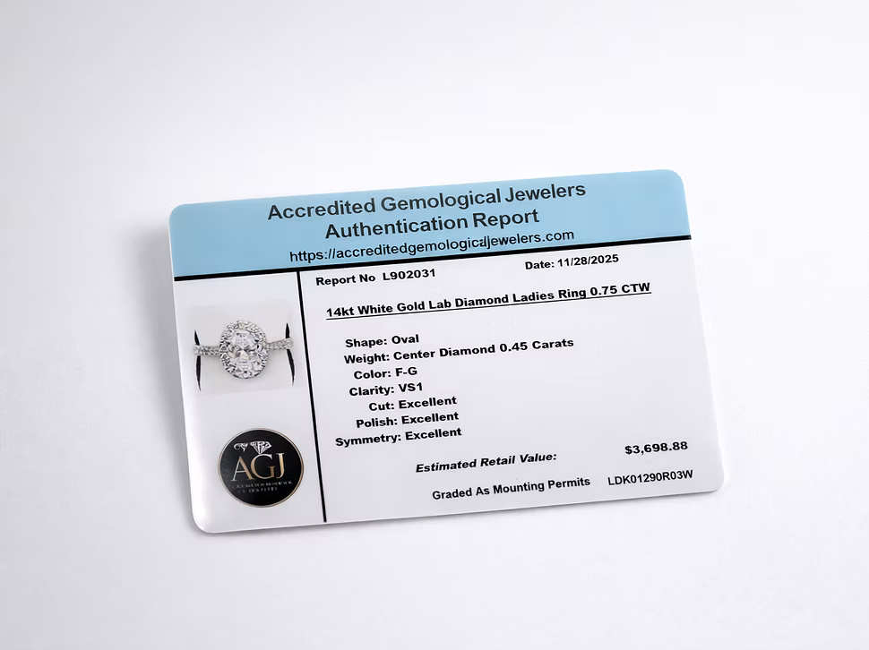 Oval Lab-Grown Diamond Halo Ring – 14K White Gold