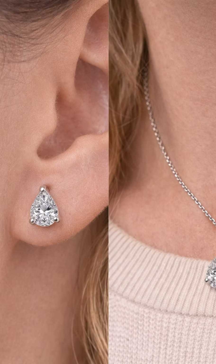 Sterling Silver Pendant and Earrings Set - 18 inches