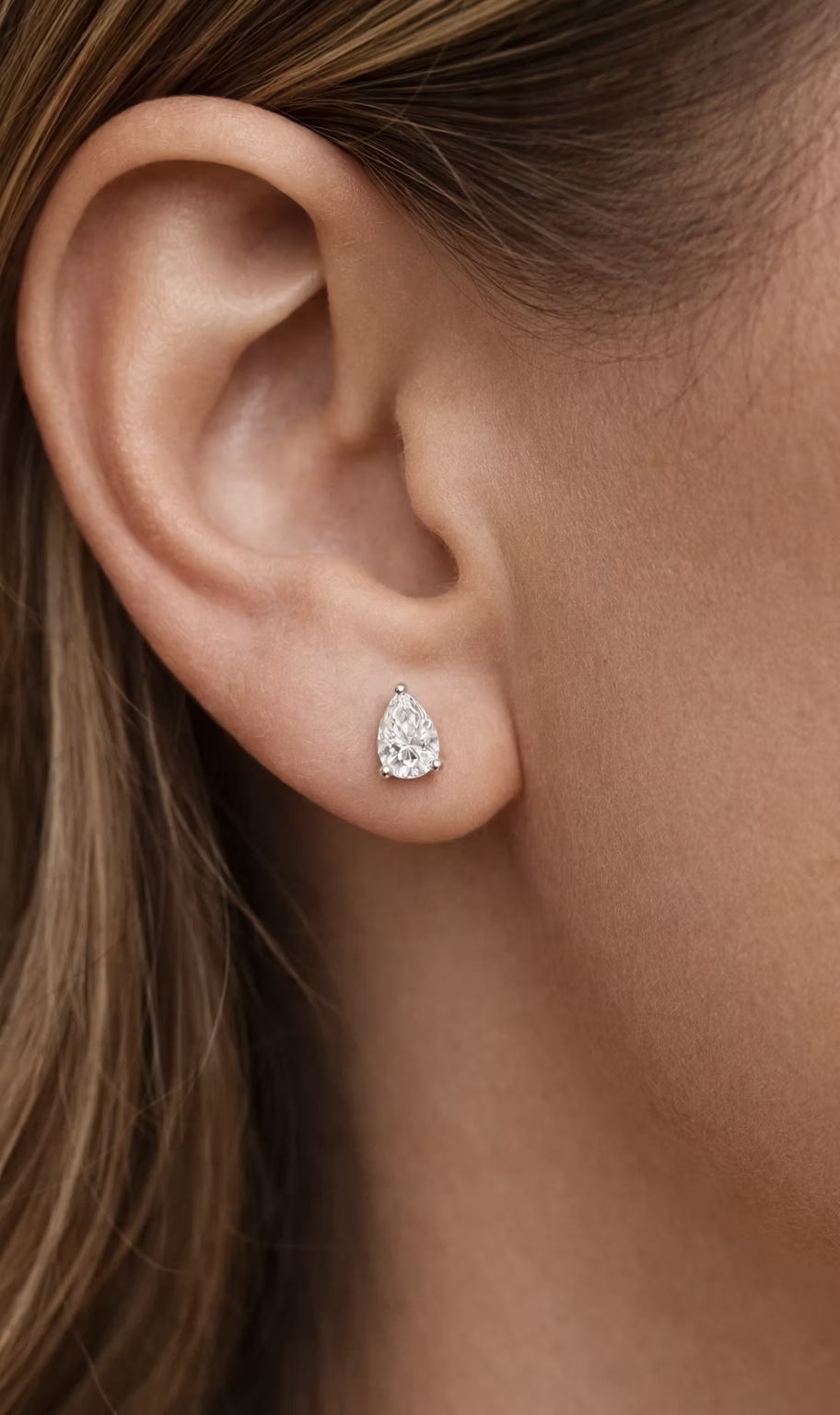 Pear-Shaped Lab-Grown Diamond Stud Earrings – 14K White Gold (1.48 CTW)