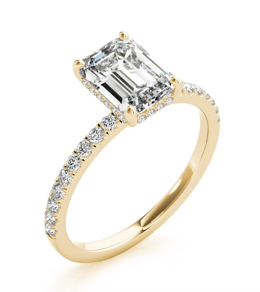 Hidden Halo Emerald Cut Engagement Ring – 1 Carat GIA Certified