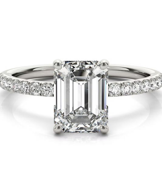 Hidden Halo Emerald Cut Engagement Ring – 1 Carat GIA Certified