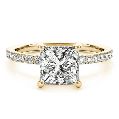 Princess Cut Hidden Halo Engagement Ring - Lab Grown Diamond 1.015 Carat